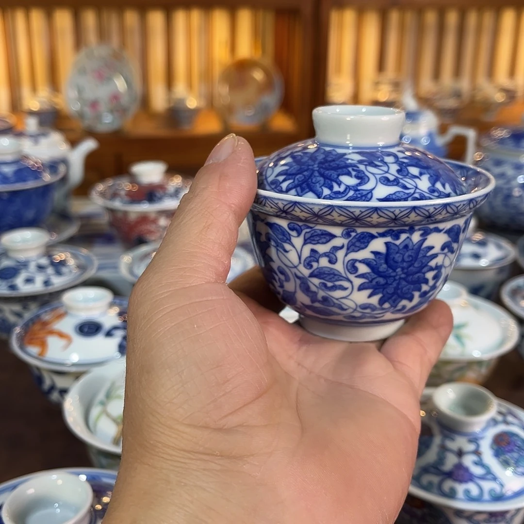 錡镇堂手工手绘盖碗