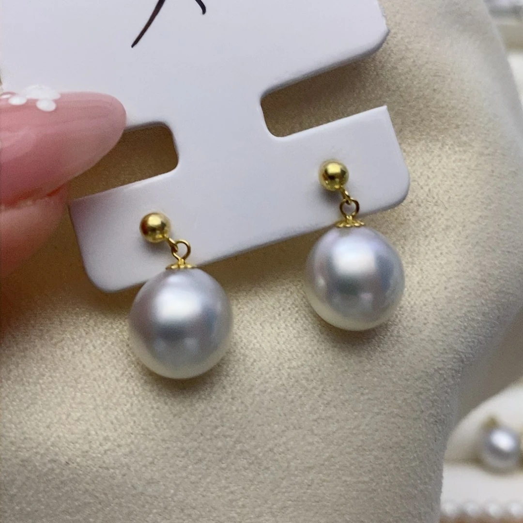 【闪购商品】海水珍珠耳饰18K金镶嵌10mm