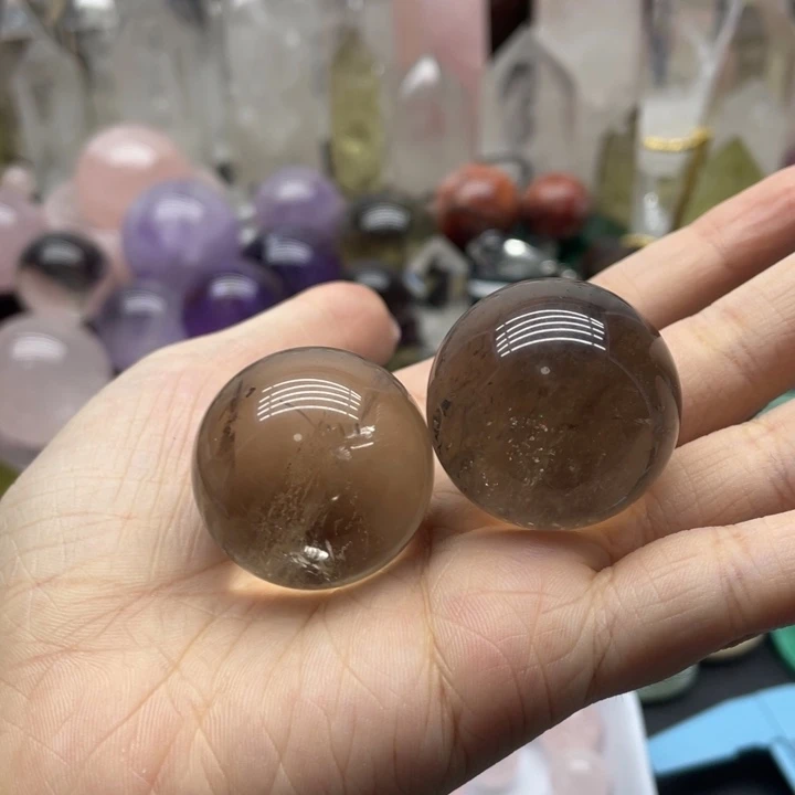 水晶珠宝半成品未镶嵌一对茶球9