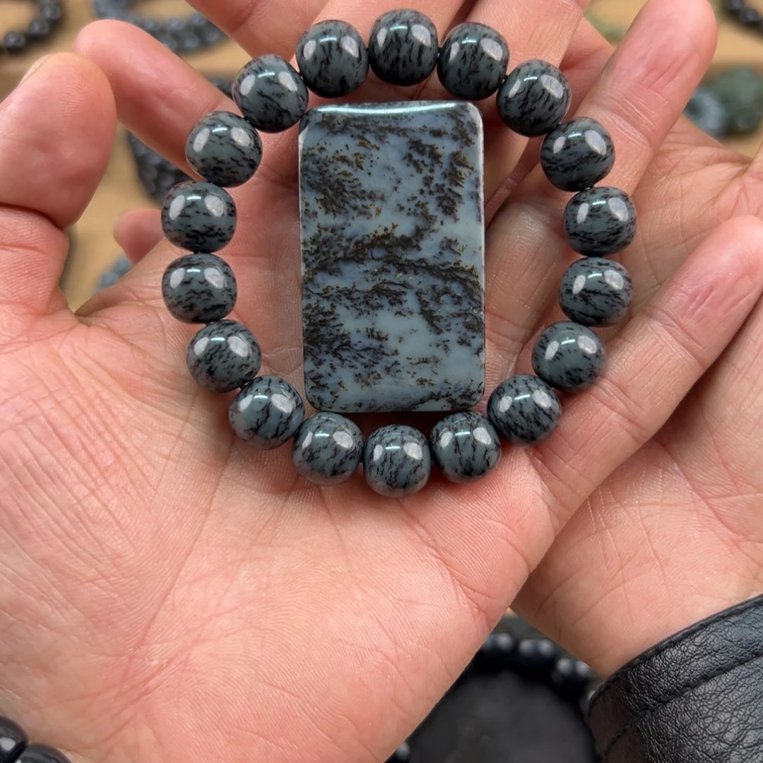 颈饰未镶嵌和田玉且末特色蓝调手串➕无事牌12老型