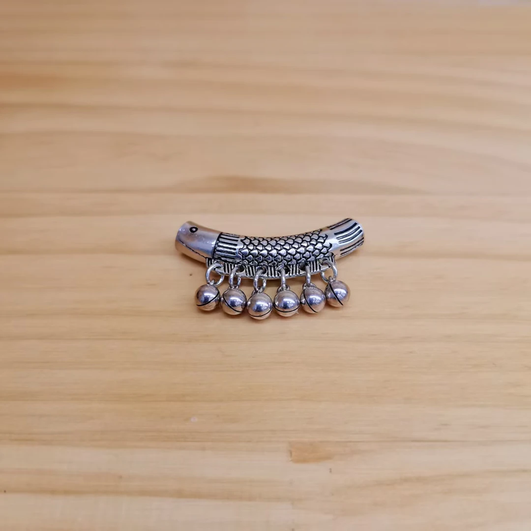 银之酷 吊坠925银 925银弯管鱼吊坠女复古民族风简约百搭气质