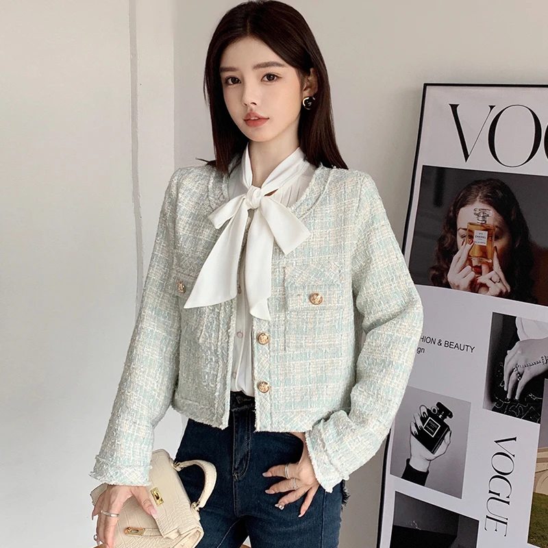 【品牌】流苏小香风粗花呢女秋冬气质百搭名媛时尚短款上衣秋季外套