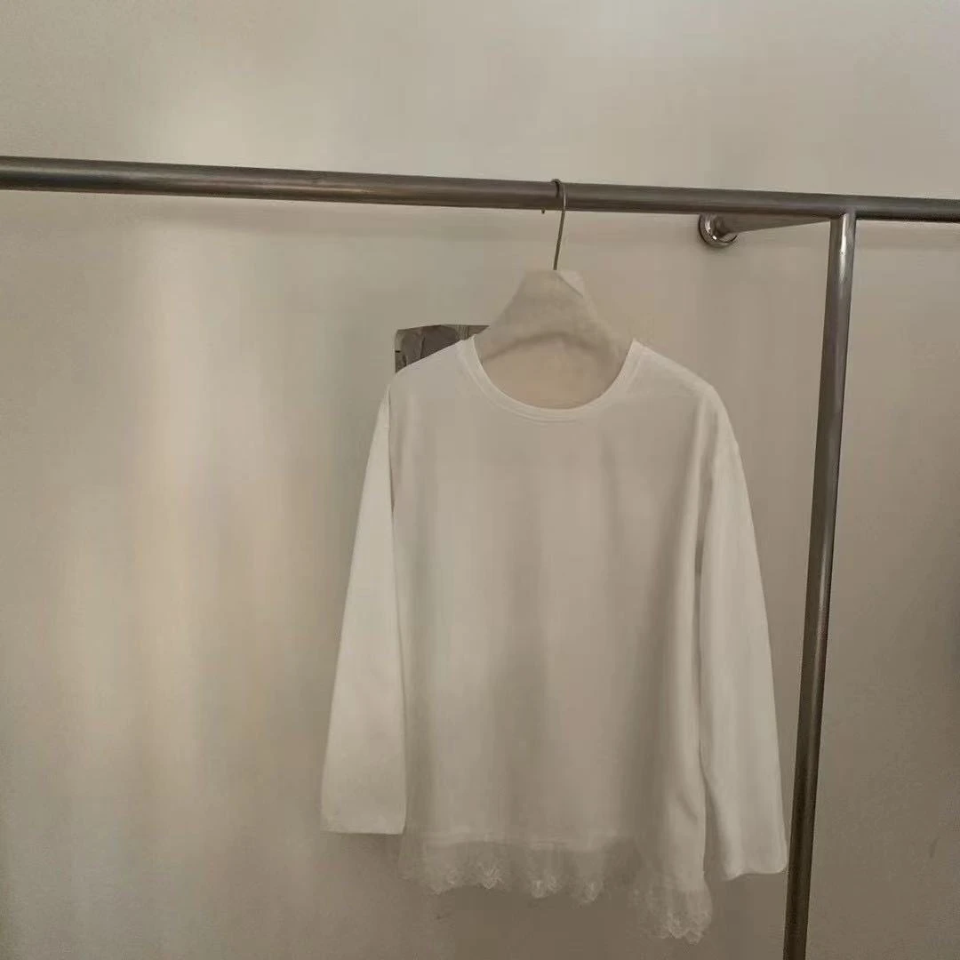 【YFONI】纯白蕾丝百搭T恤
