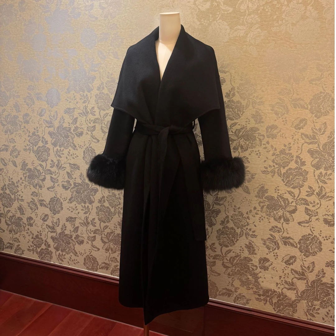 【闪闪推荐】新款气质网红时尚毛呢中长款设计师爆款外套SSQ7951