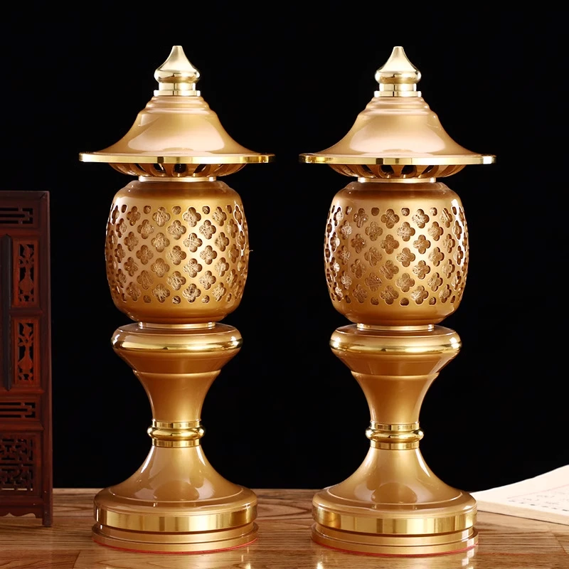 圆通黄铜复古宫灯波灯宫庭灯插电供具创意新中式装家用桌面装饰灯