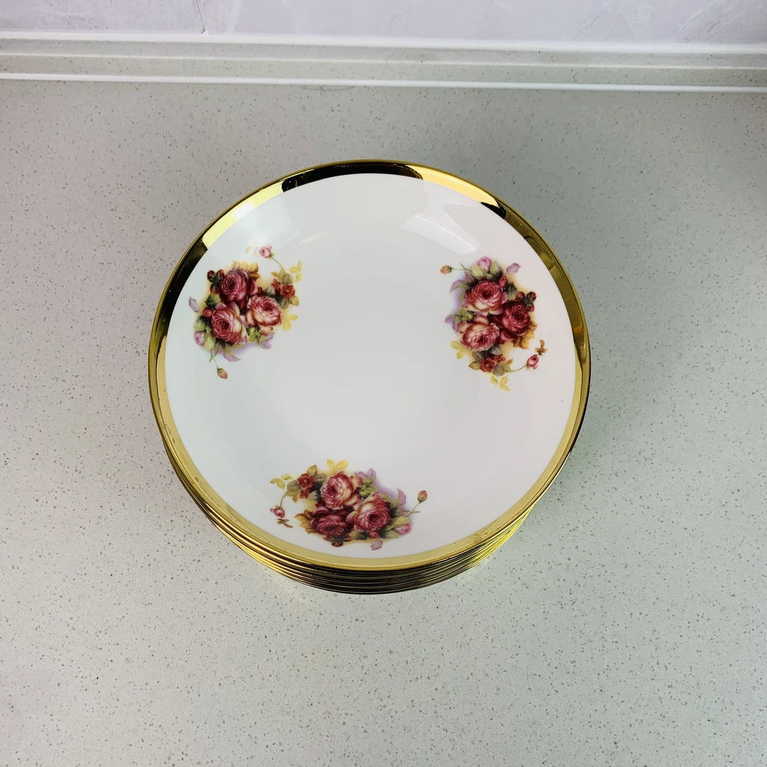 【新疆包邮】gulbaskan lagman tahsa 12个白色金边盘网红高档家用