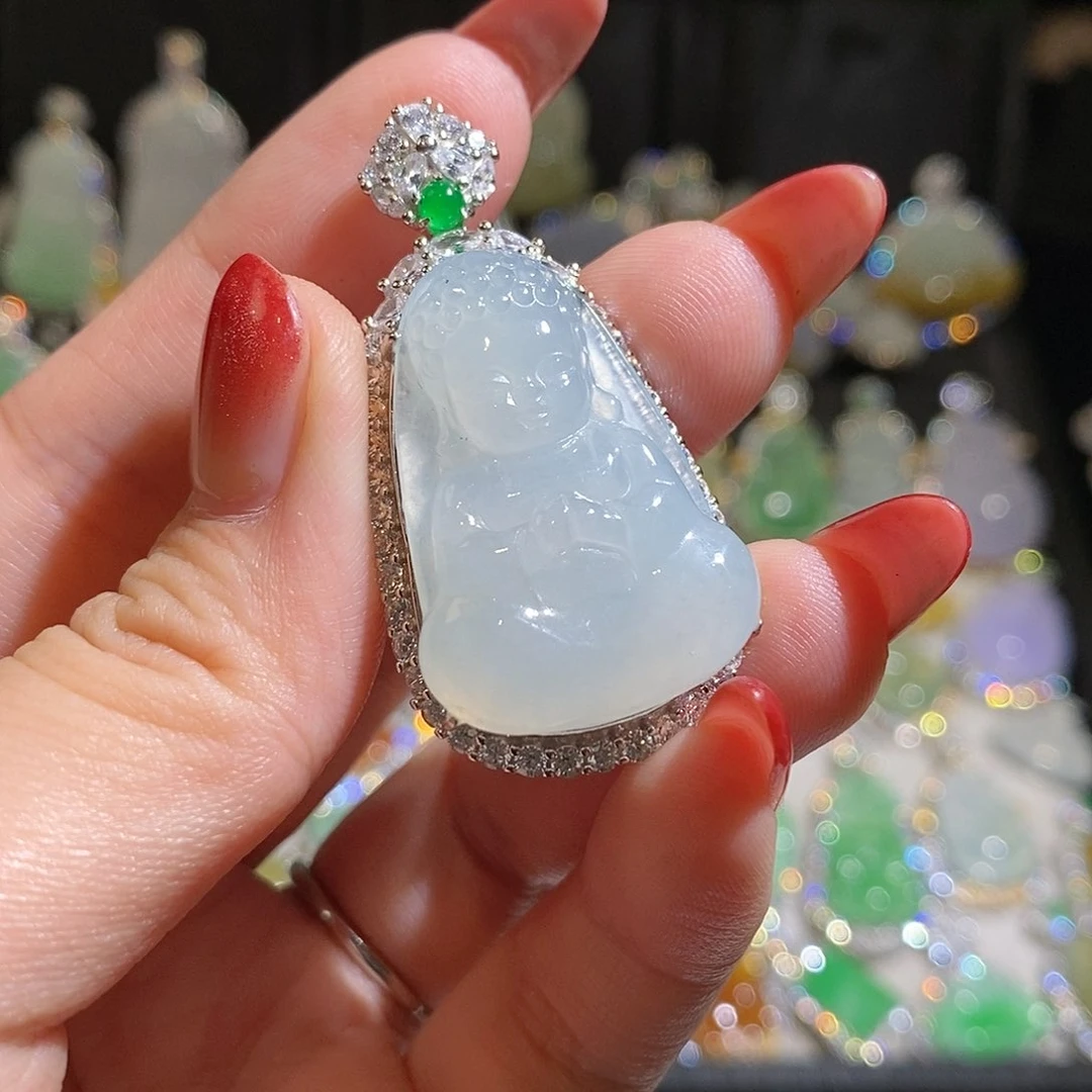 翡翠银S925镶嵌颈饰天然翡翠
