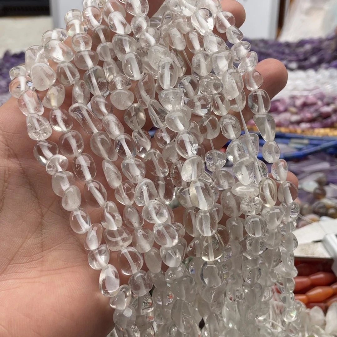 玛瑙/玉髓合金珠宝半成品一条装卡8mm白水糖豆珠
