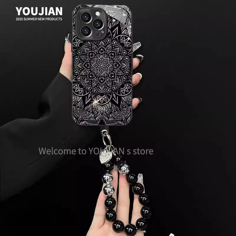 暗黑图腾适用iPhone16苹果13电镀玻璃手机壳17promax全包15耐脏14