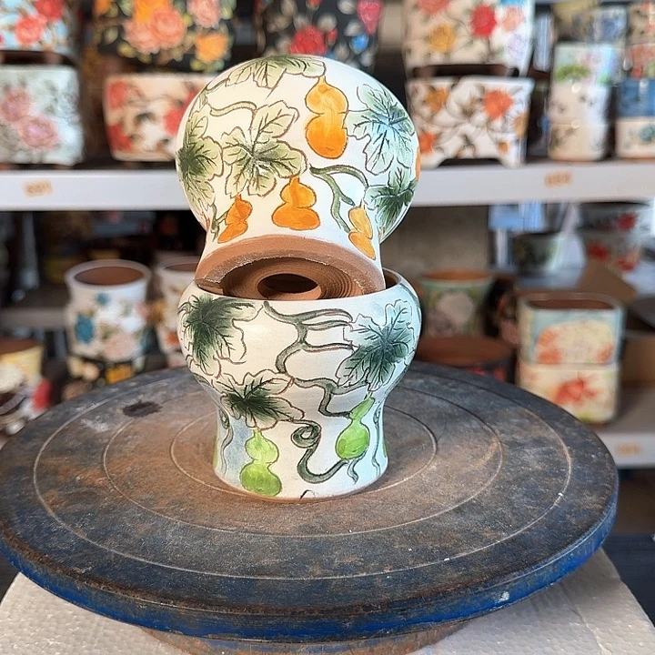 紫砂花盆景德镇陶瓷美术