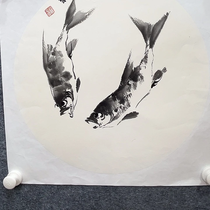 国画知鱼之乐纯手绘