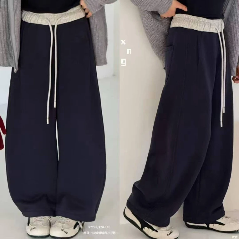 7282童装双色腰头加绒卫裤