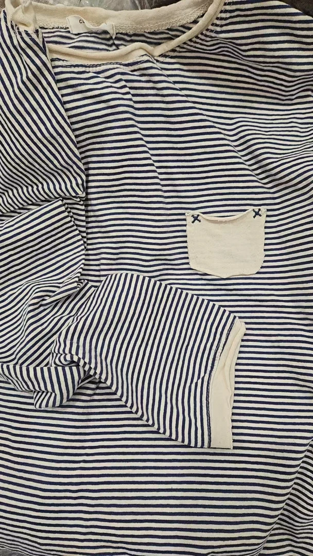 【奈野喜】韩国东大门正品 /口袋条纹T 【NO退NO换】