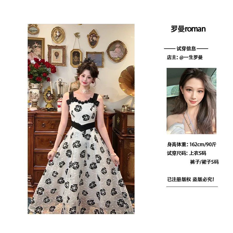 现一生罗曼【赫本日记】法式复古设计小众显瘦简约无袖连衣裙L1095