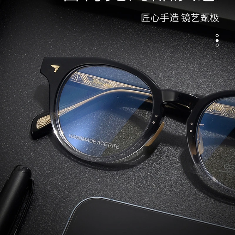 圣梵高进口板材眼镜架男女高级感手工眼镜框可配近视复古圆框眼镜