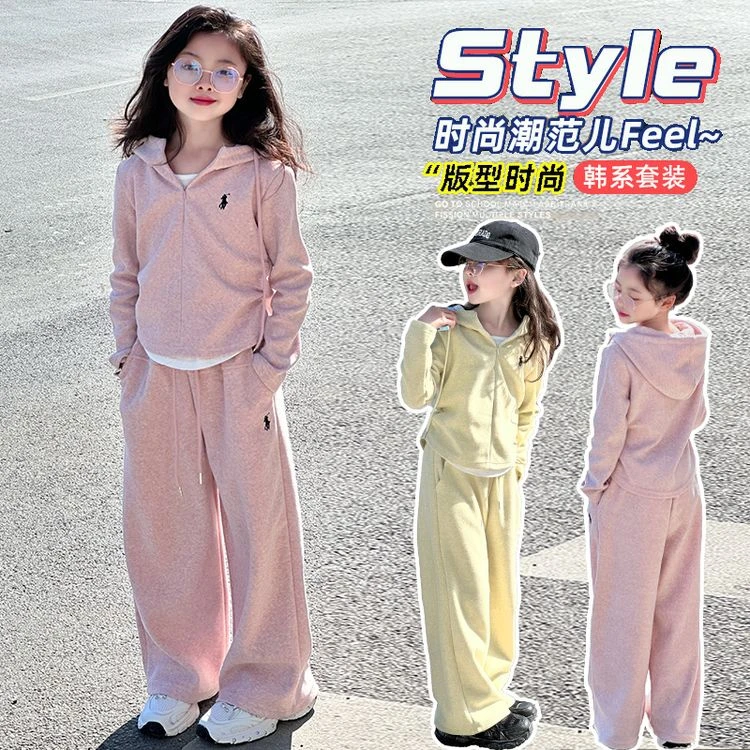 女童韩系穿搭2025秋装儿童洋气网红卫衣套装大童女孩春秋运动衣服