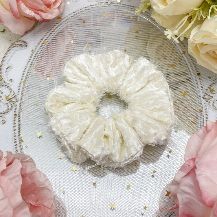 元素少女流苏仙仙奶白丝绒温柔原创手作甜美公主日常百搭学生发圈