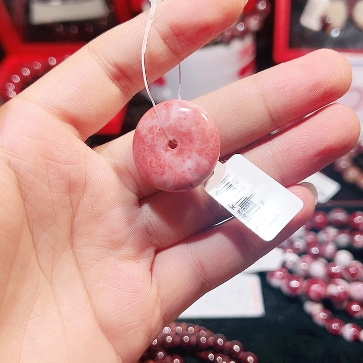 天然辰砂纯天然朱砂原石平安扣