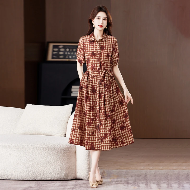 柏菲妮真丝桑蚕丝连衣裙女装2025年新款夏装高端气质爆款时尚大妈