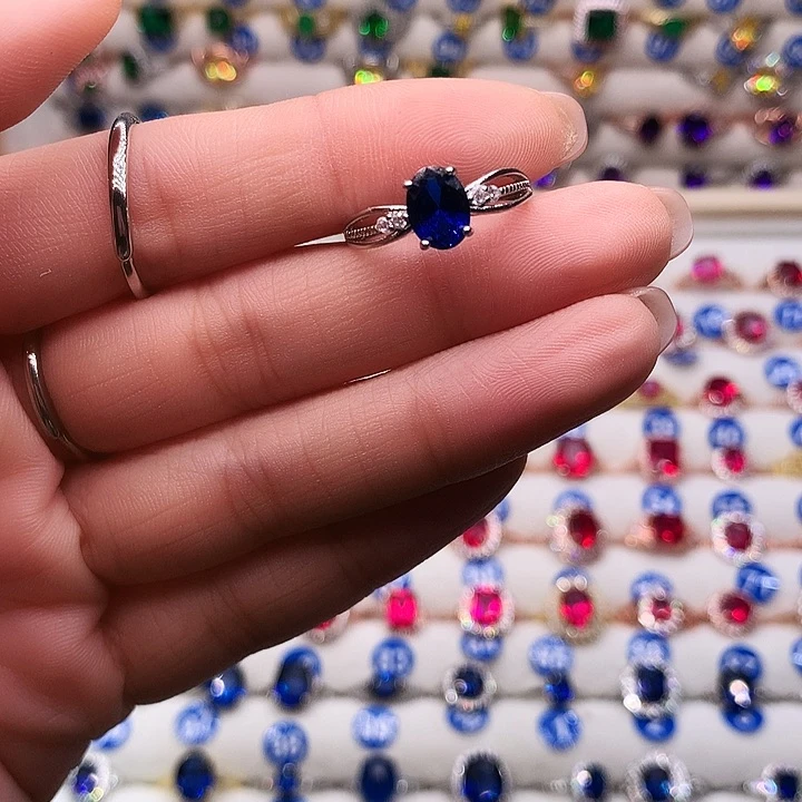 蓝宝石戒指银S925镶嵌11