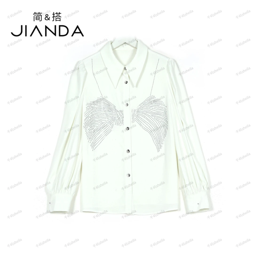 千屿Sheila设计感轻奢气质重工时尚翻领衬衫上衣女CS/0206-110850
