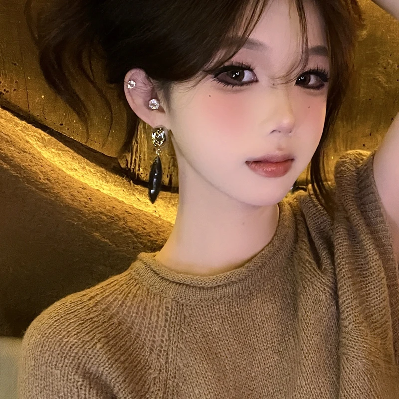 铜合金耳饰 复古中古欧美风显瘦长款耳环个性小众时尚设计耳饰