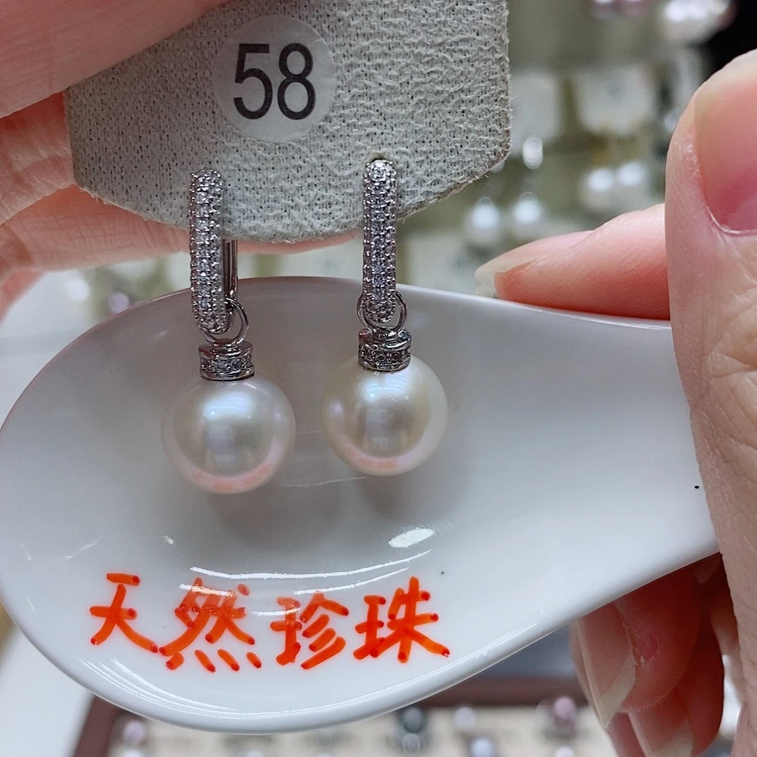 淡水珍珠耳饰银S925镶嵌
