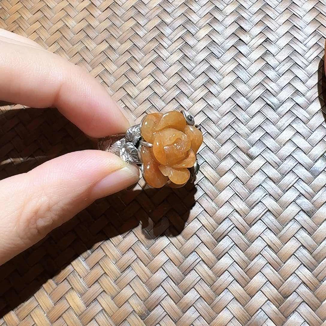 银S925镶嵌戒指翡翠皮*个性十足