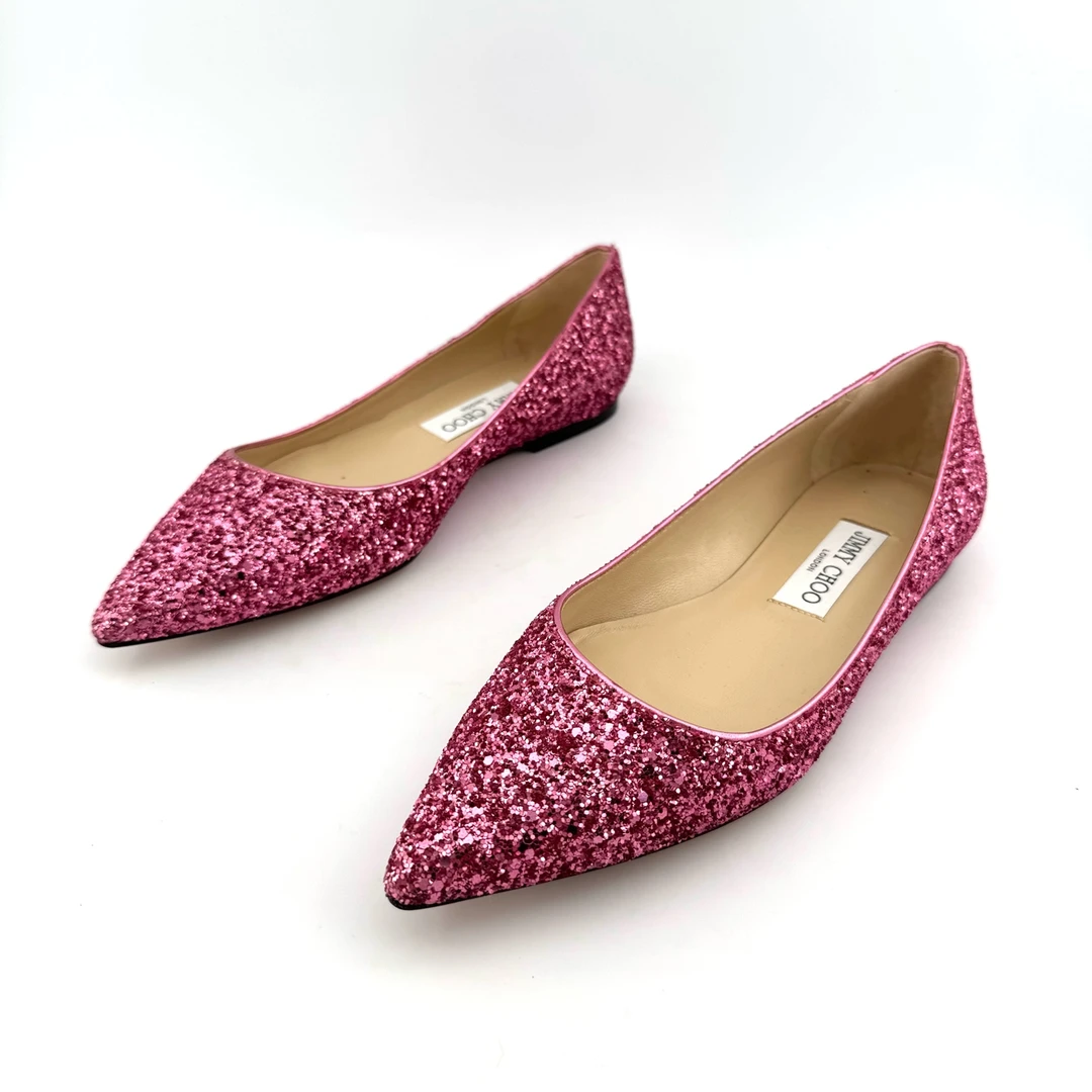 99新 JIMMY CHOO/吉米周  37.5码 粉紫色亮片 高跟鞋 D2485