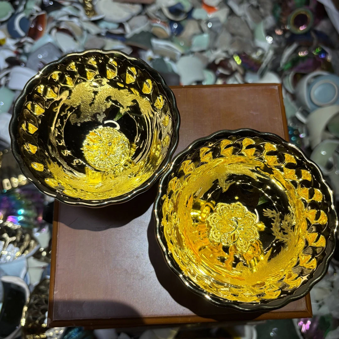 全金龙飞凤舞 盘龙+凤凰 对杯