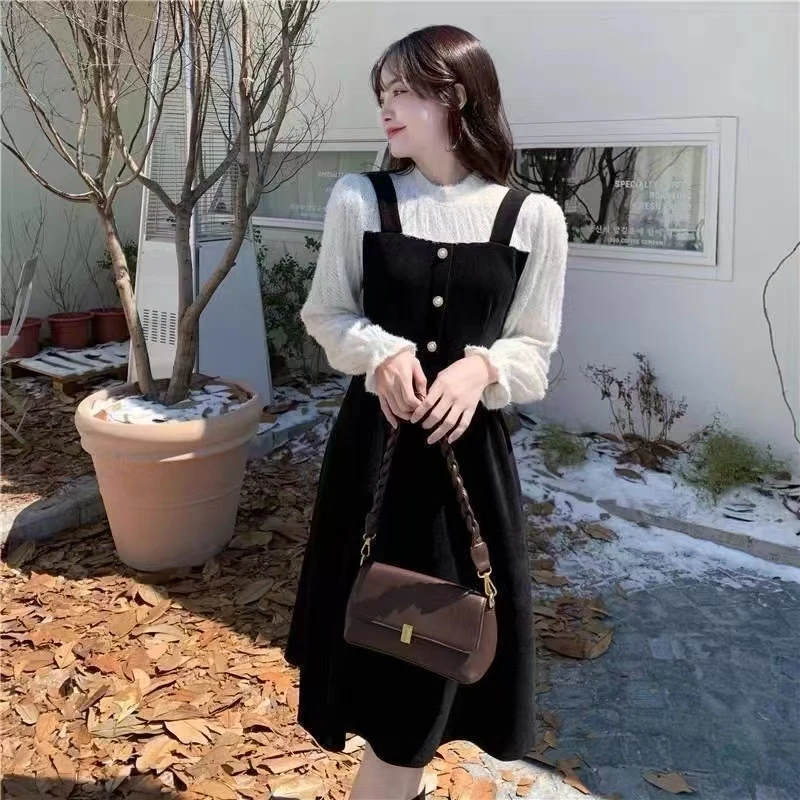 大码女装胖mm2025秋季甜美遮肉显瘦大码长袖假两件连衣裙