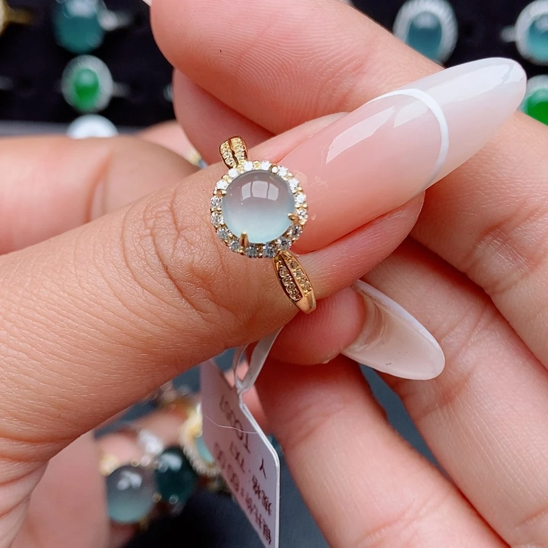 翡翠戒指银S925镶嵌45777