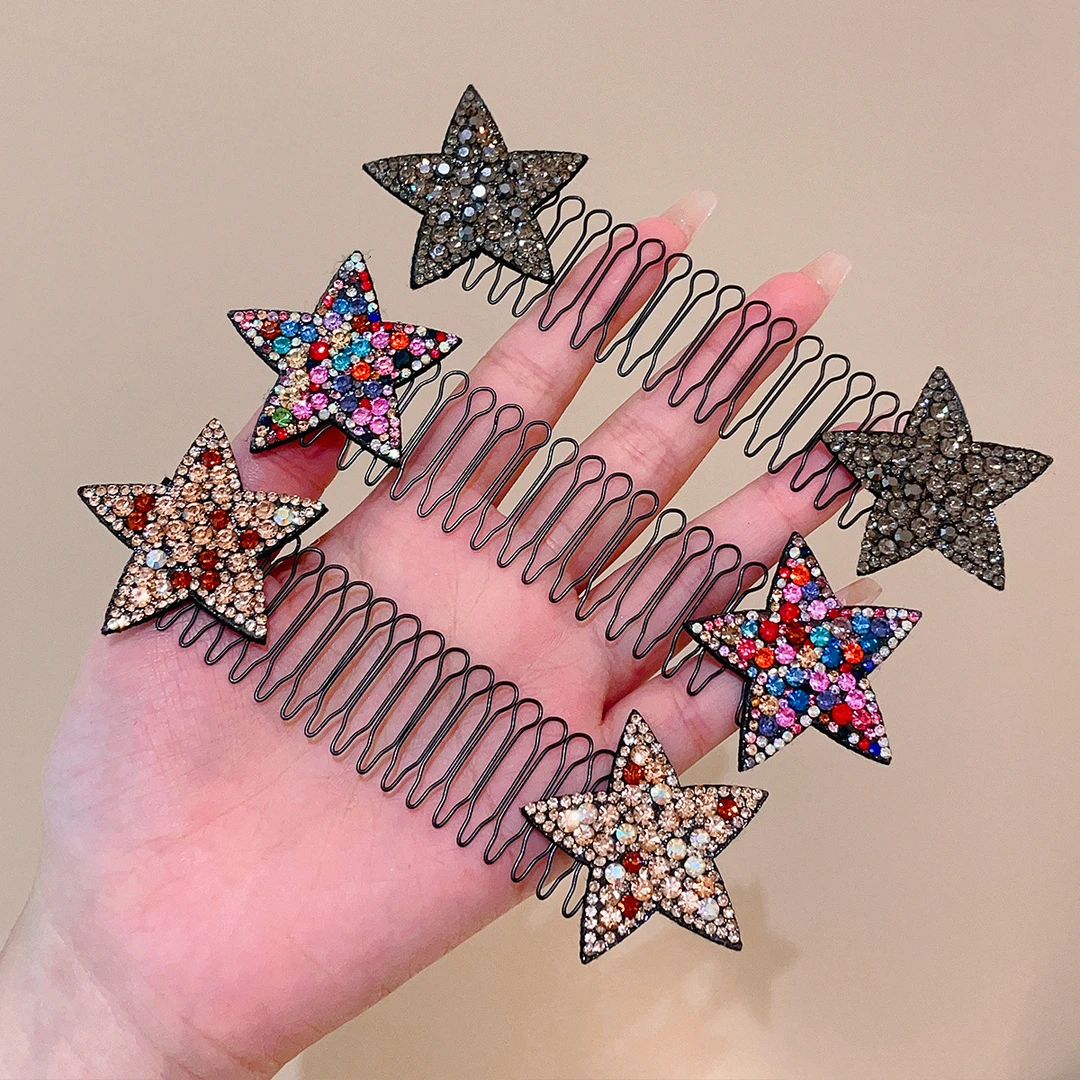 网红星星碎发整理神器隐形碎发梳女儿童固定头发夹子头饰百搭发饰