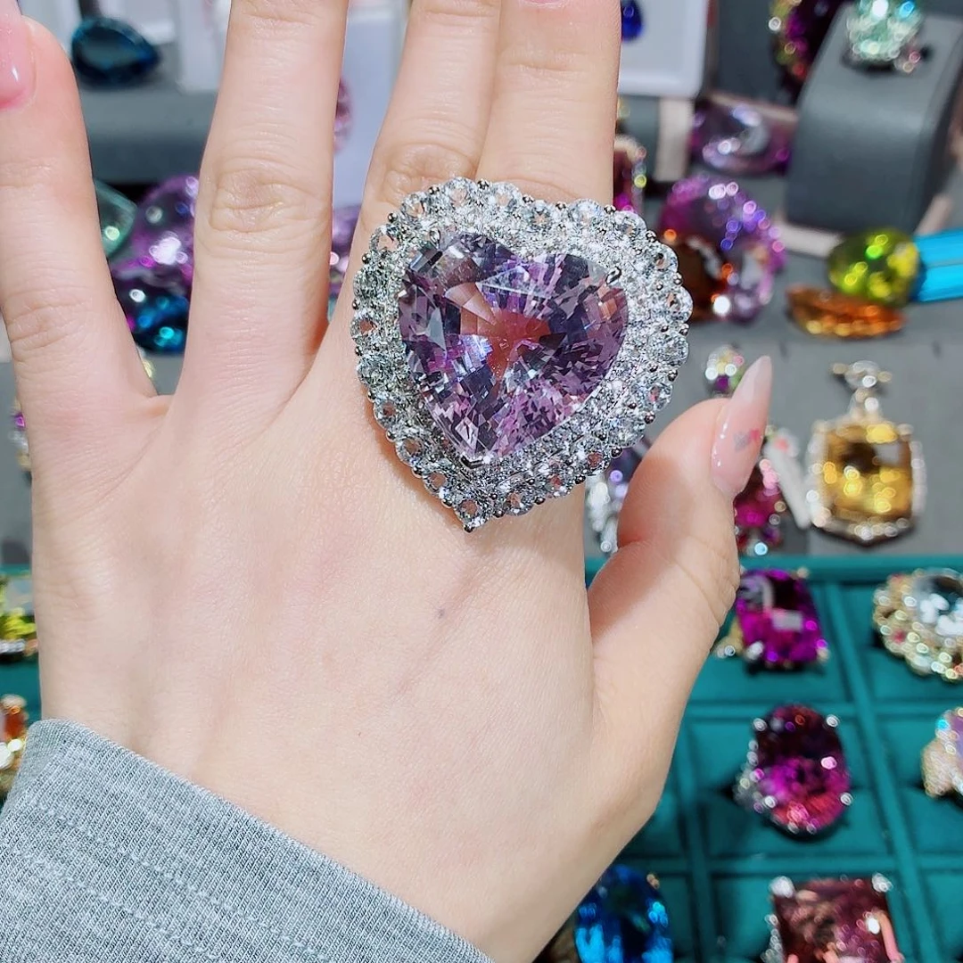 水晶戒指银S925镶嵌戒指