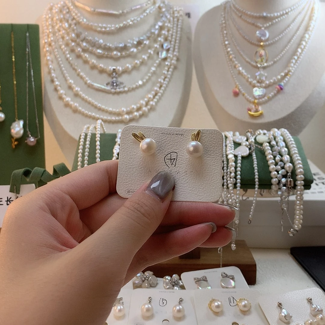 淡水珍珠耳饰银S925镶嵌