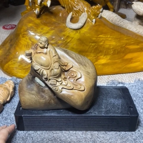 用***6金丝楠弥勒佛摆件