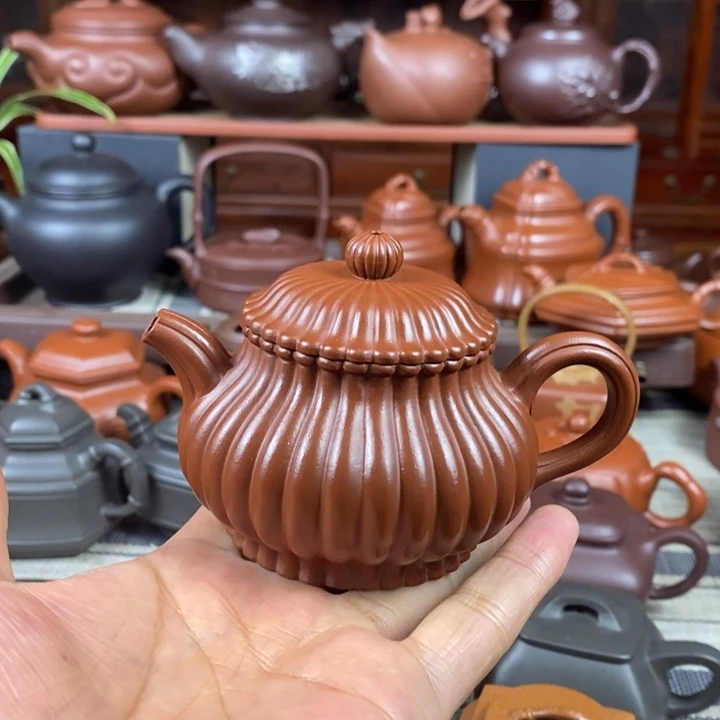茶壶紫砂筋纹潘壶180Cc原矿赵庄朱泥特价