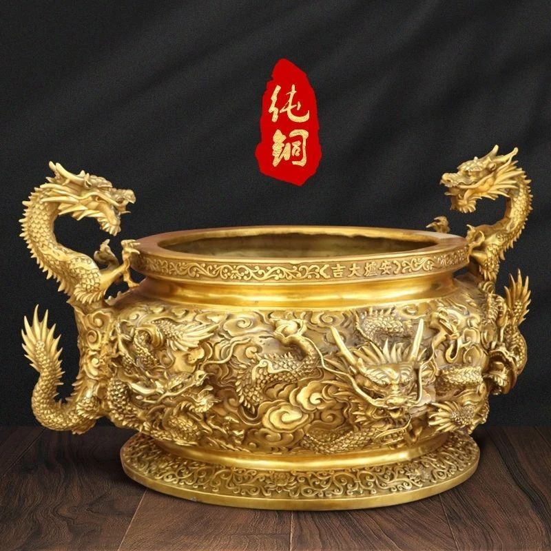 铜九龙香炉纯铜家用公司焚香炉室内烧香摆件仿古中式大号