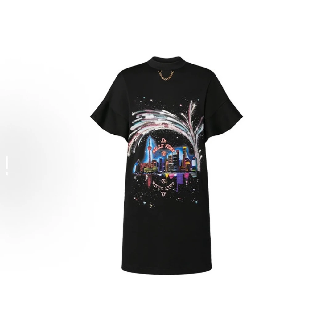 未使用 LouisVuitton/路易威登 城市印花短袖连衣裙/尺码XS/8218