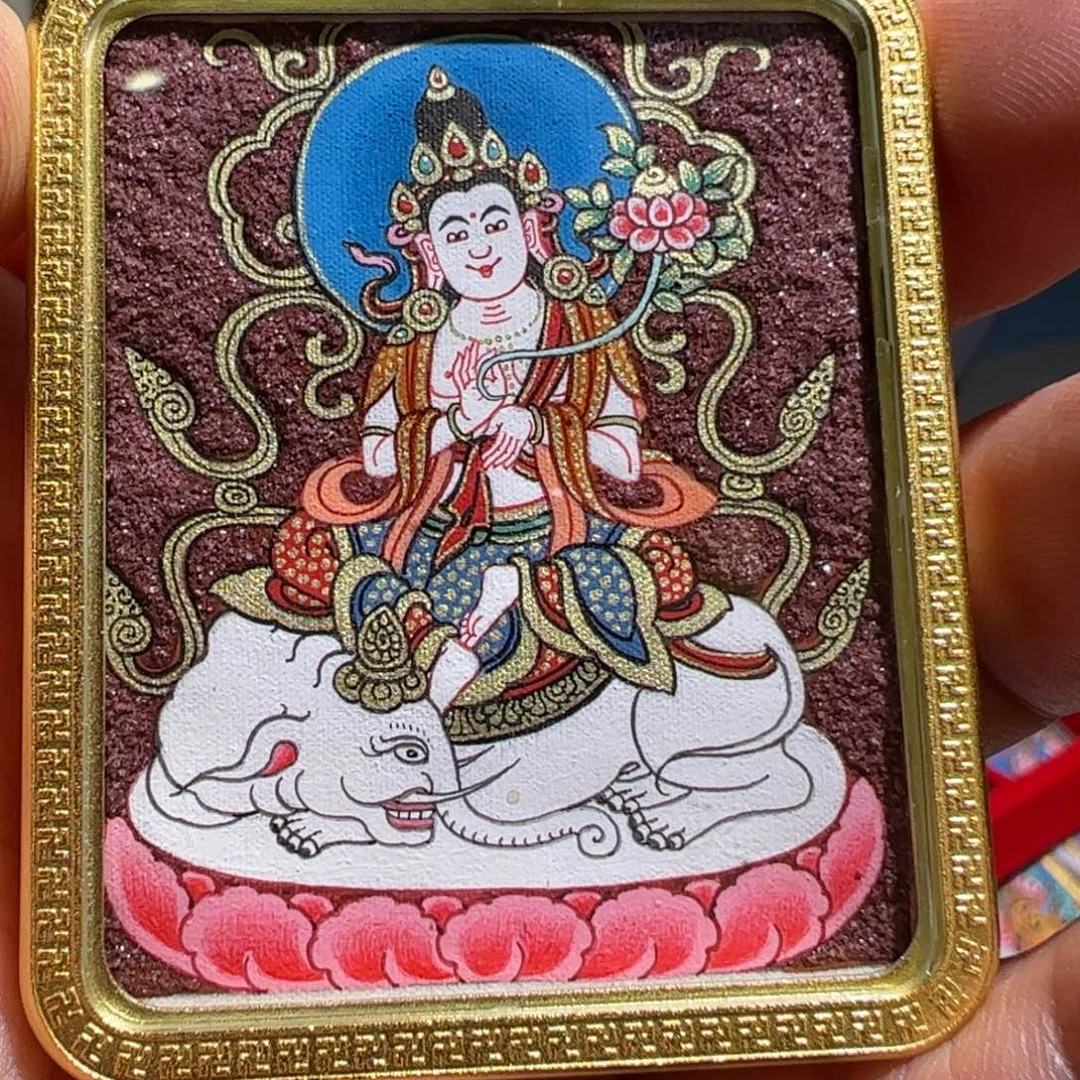 吊坠热贡手绘普贤菩萨（蛇属相）