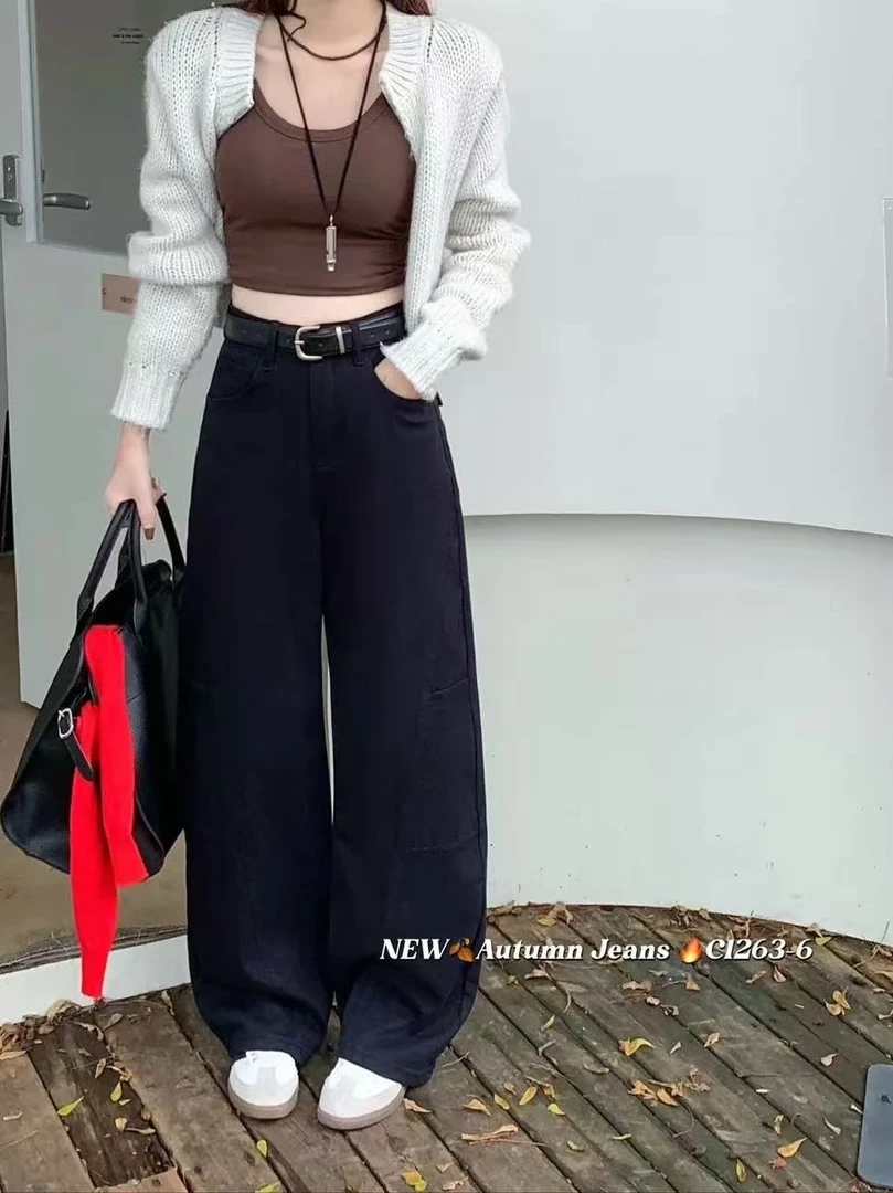 【女人空间生活馆】欧货牛仔阔腿工装裤