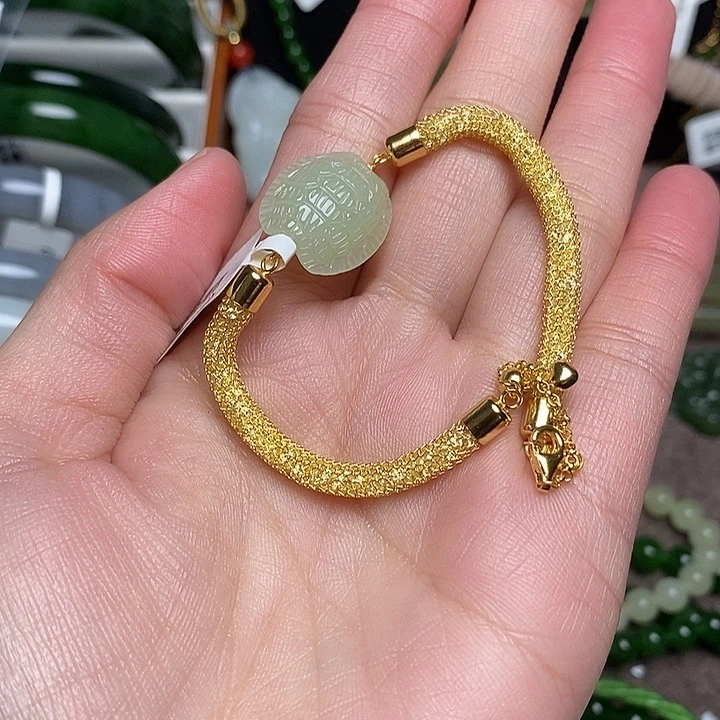 和田玉银S925镶嵌手链