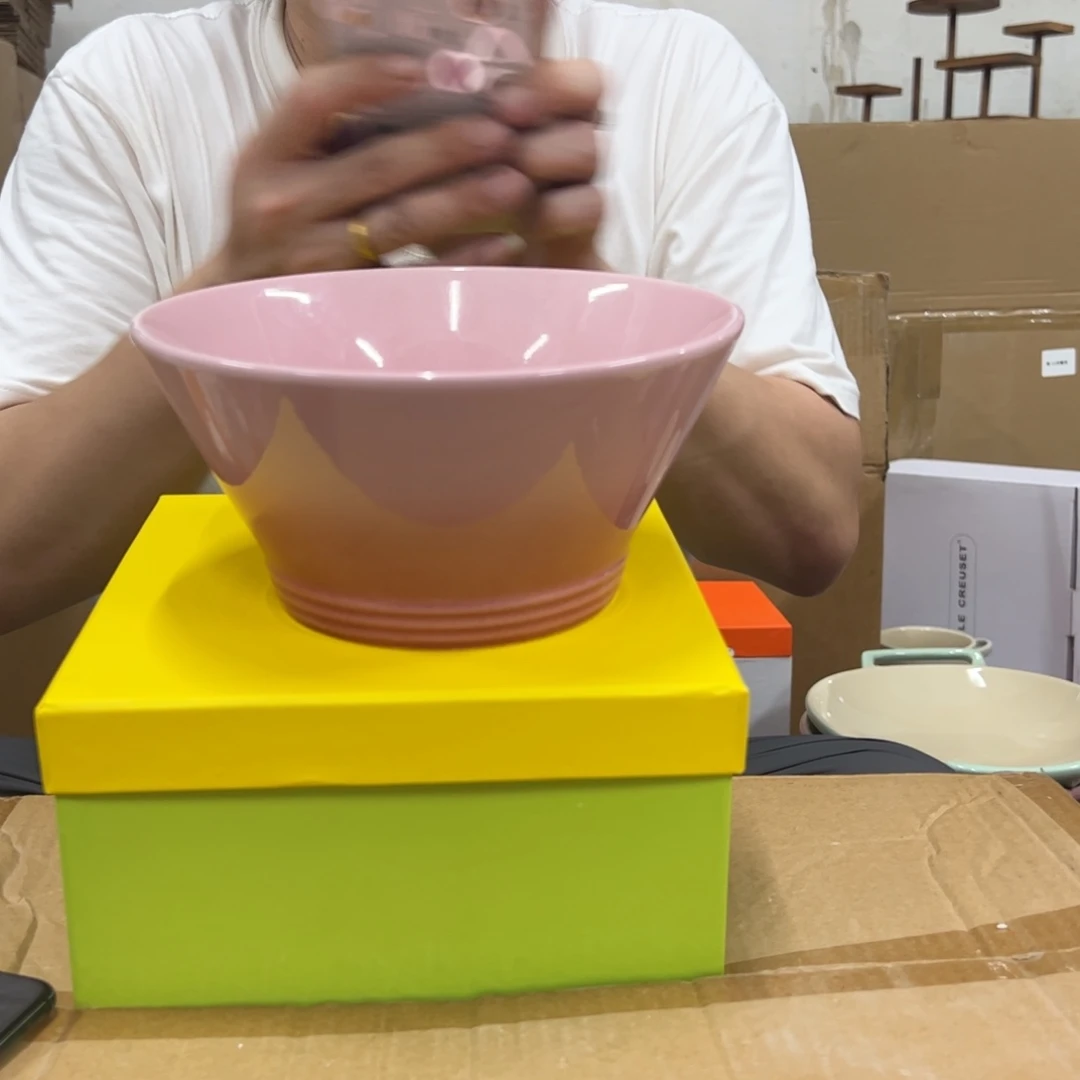 老姊妹家瓷器好漂亮呀大斗笠碗粉色