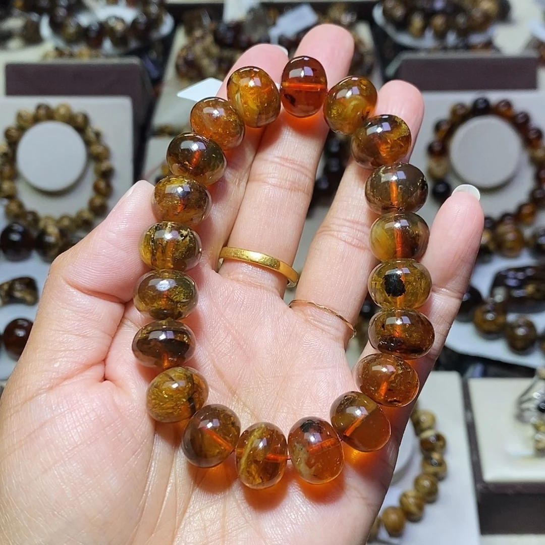 九***针琥珀未镶嵌裸石放漏蜜蜡13mm