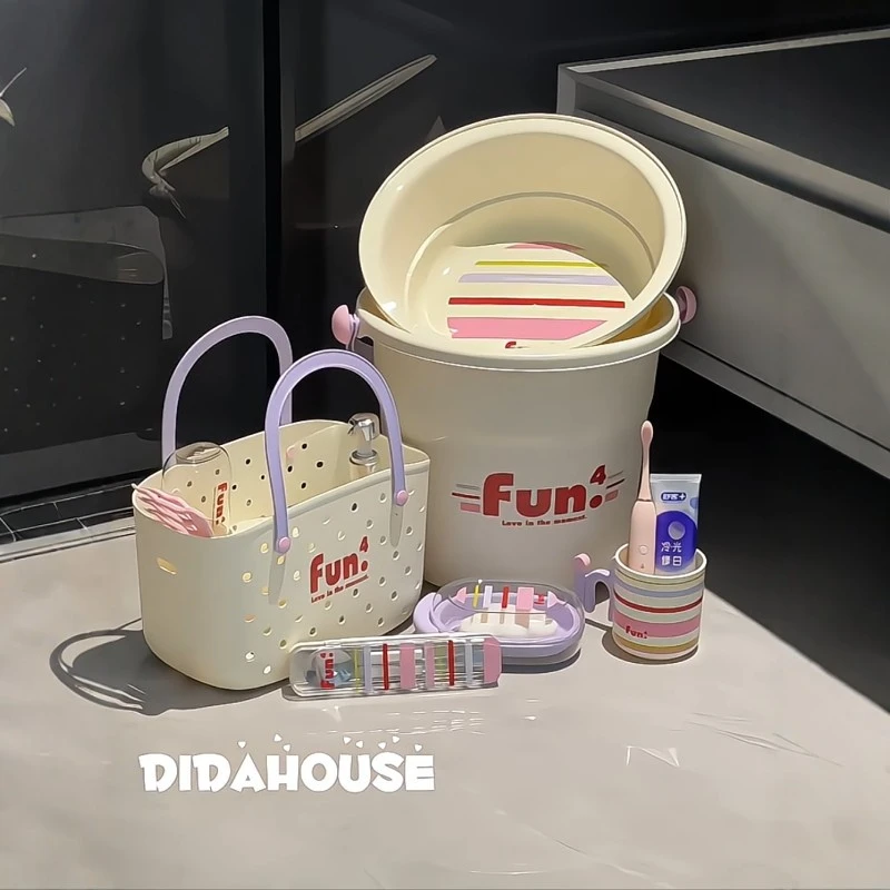 学生宿舍水桶脸盆套装洗漱用品洗澡篮子手提洗澡桶塑料开学季好物