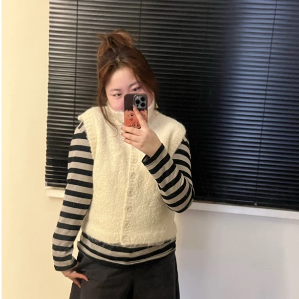 韩国同步—【香草】简约气质立领毛衣针织马甲