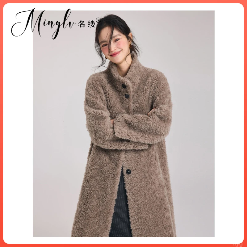 时尚长款冬2025高级感慵懒风气质高贵感毛外套女百搭立领新款大衣
