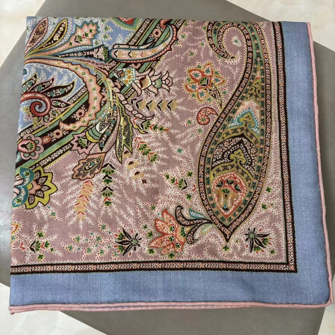 【浮生若梦·蓝】披肩外搭桑蚕丝绵羊毛围巾女冬季130cm丝毛披肩!