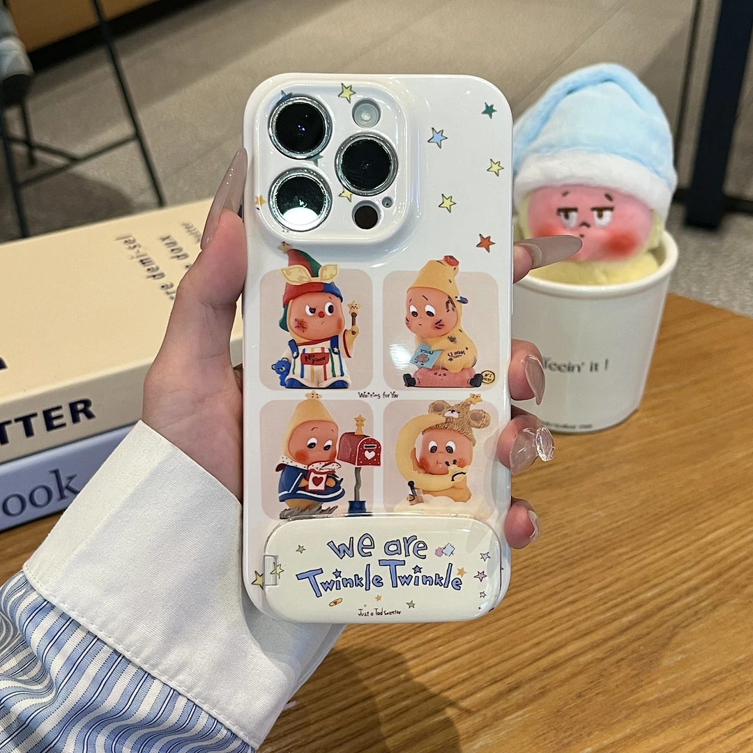 卡通宫格星星人支架适用苹果17/15/16手机壳华为P70vivoppo小米14