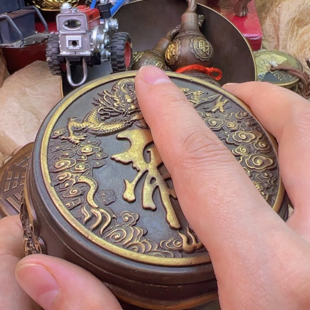 紫金风磨铜五龙茶叶罐